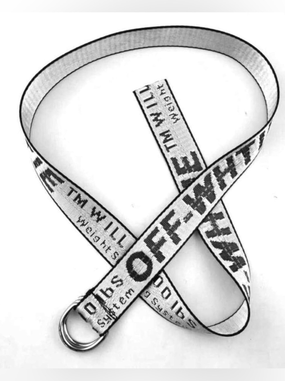 Off-White Men Silver Industrial Logo Buckle Woven Belt One Size Double D Buckle